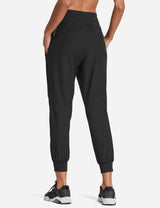 Baleaf Women's 26' High Rise Loose Fit Tapered Legs Pocketed Joggers abd405 Black Back