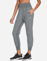 Baleaf Women's 26' High Rise Loose Fit Tapered Legs Pocketed Joggers abd405 Light Gray Side