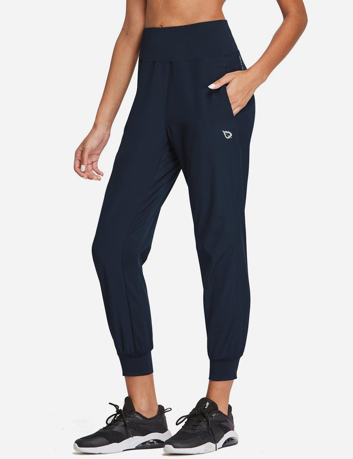 Baleaf Women's 26' High Rise Loose Fit Tapered Legs Pocketed Joggers abd405 Navy Side