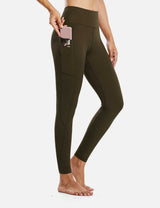 Baleaf Women's Fleece Lined Tummy Control Pocketed Leggings abd441 Shallow Beaver Brown Side with Pocket