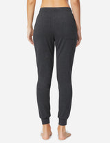 Baleaf Women's Cotton Comfy Pocketed & Tapered Weekend Joggers abh103 Charcoal Back