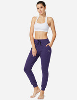 Baleaf Women's Cotton Comfy Pocketed & Tapered Weekend Joggers abh103 Purple Heather Full