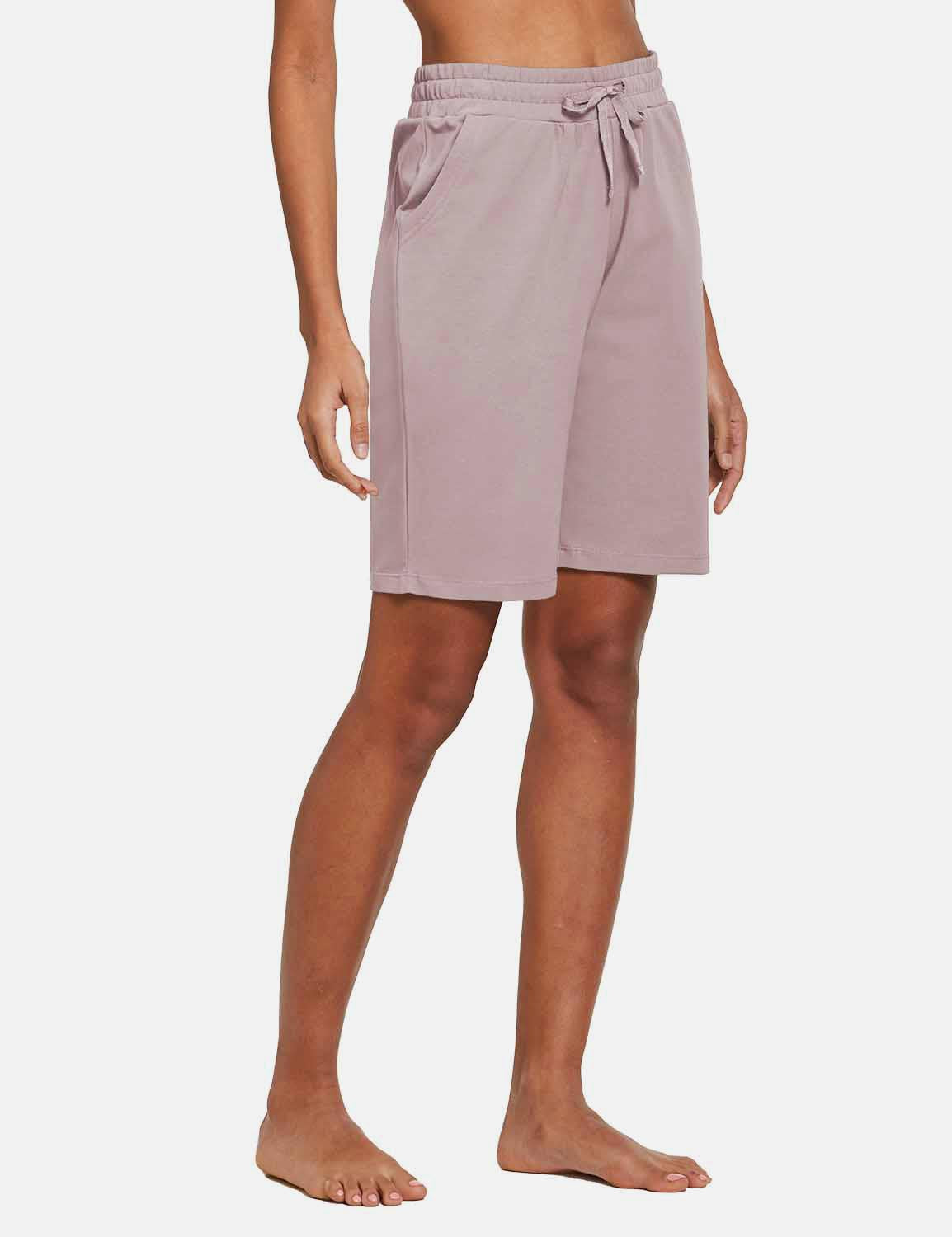 Baleaf Women's Cotton Pocketed Bermuda Jogger & Weekend Shorts abh104 Burnished Lilac Side