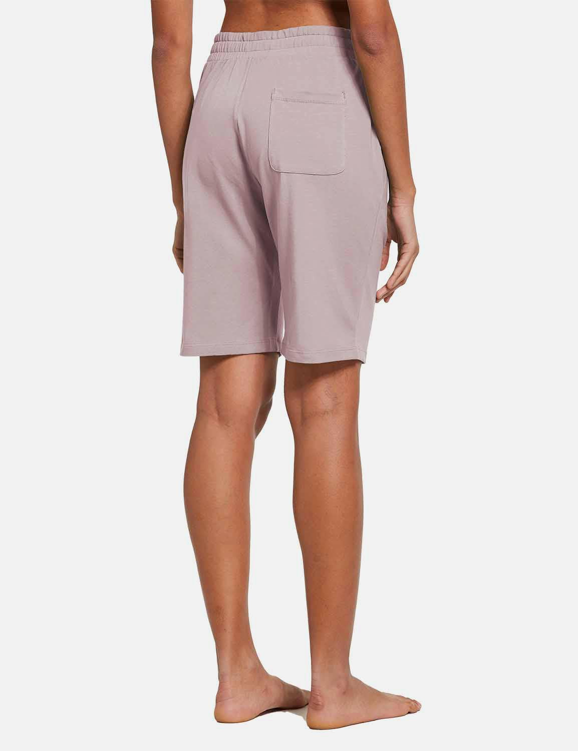 Baleaf Women's Cotton Pocketed Bermuda Jogger & Weekend Shorts abh104 Burnished Lilac Back