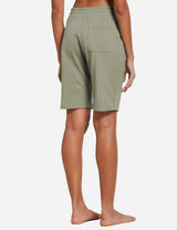 Baleaf Women's Cotton Pocketed Bermuda Jogger & Weekend Shorts abh104 Loden Frost Back