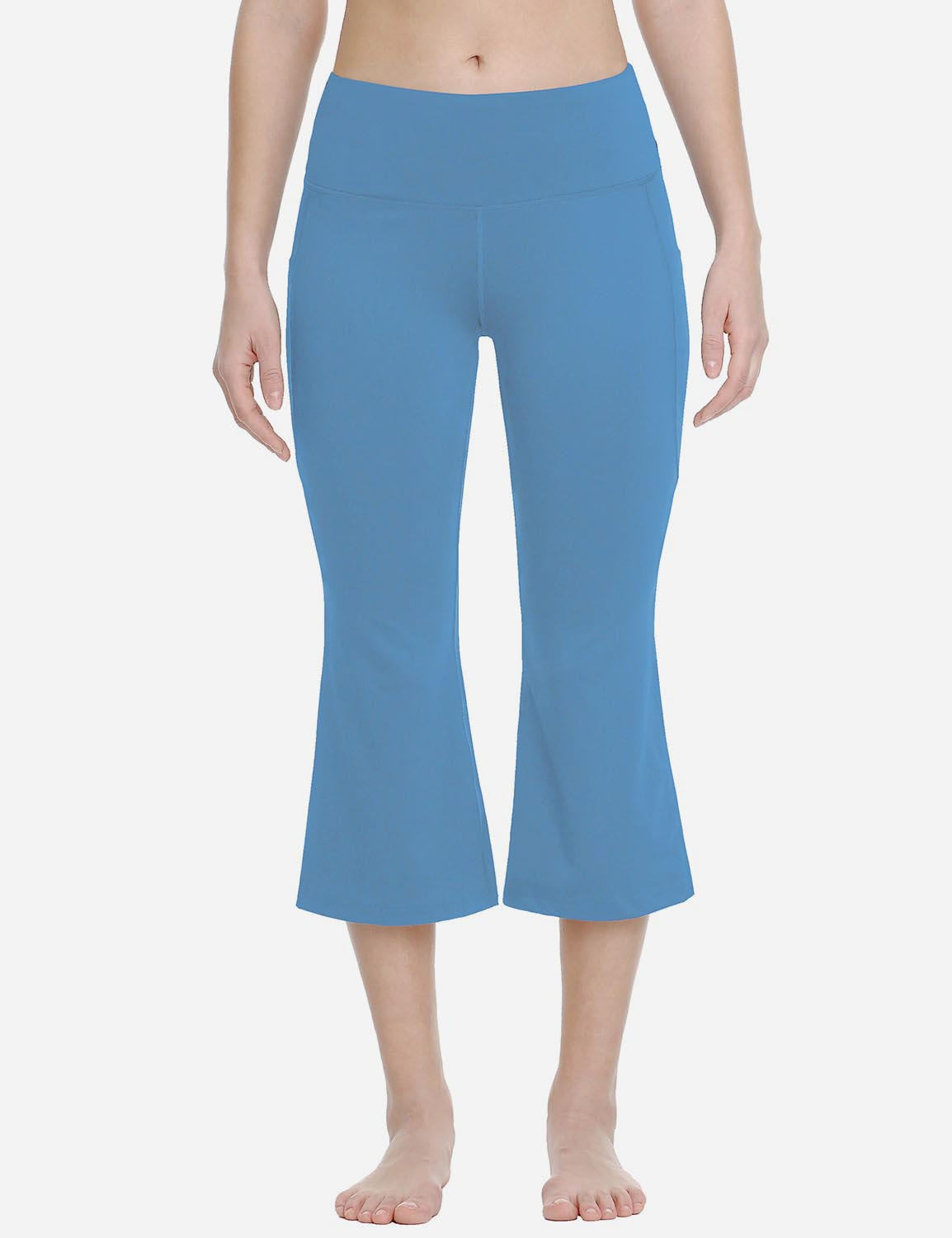 Baleaf Women Mid Rise Side & Hidden Pocketed Bootleg Basic Capris abh111 Niagara Front