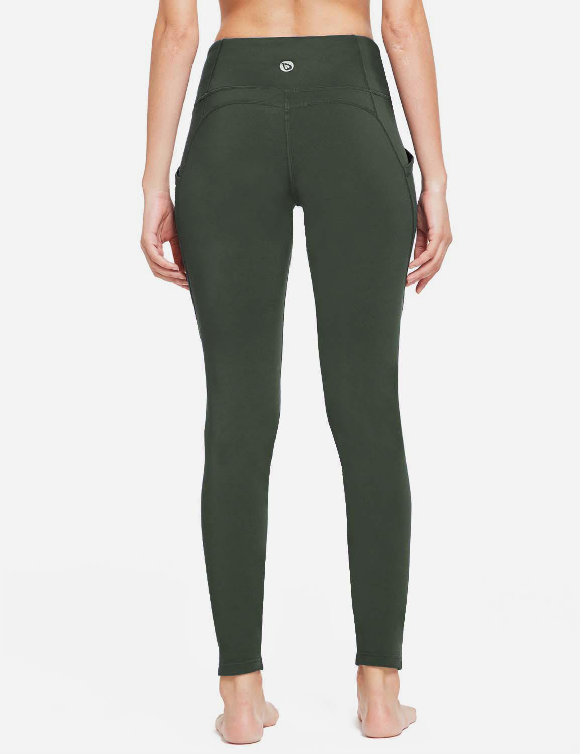 Baleaf Women's Thermal High Rise Fleece Lined Contour Leggings abh145 Army Green Back