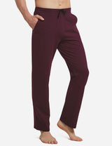 Baleaf Mens Elastic Waistband Loose Fit Side Pocketed Jogger Pants abh146 Wine Red Front