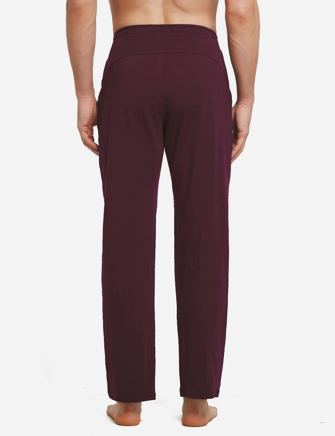 Baleaf Mens Elastic Waistband Loose Fit Side Pocketed Jogger Pants abh146 Wine Red Back