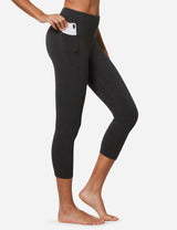 Baleaf Women's High Rise Bottom Contour Pocketed Capris abh168 Charcoal Side
