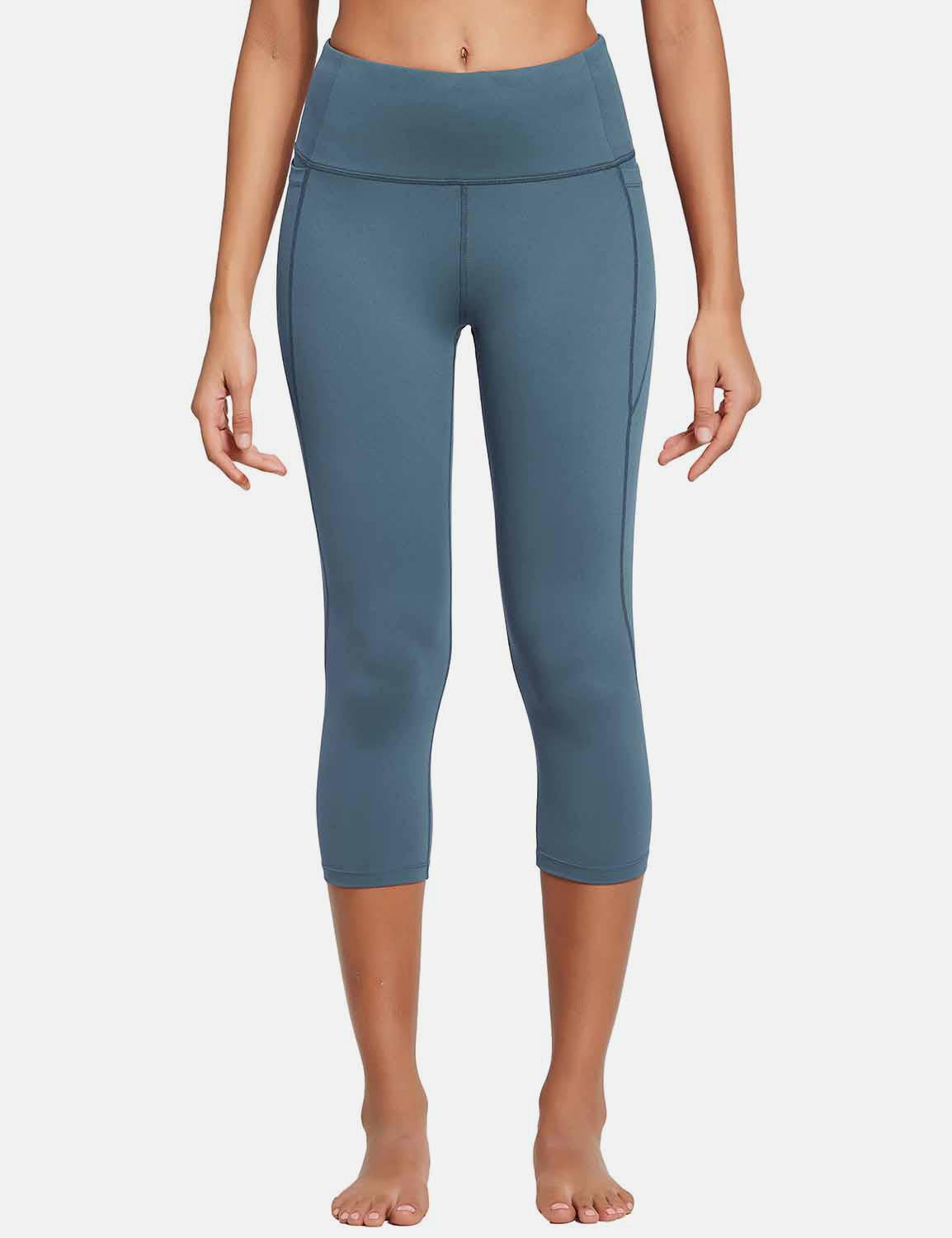 Baleaf Women's High Rise Bottom Contour Pocketed Capris abh168 Blue Fusion Front