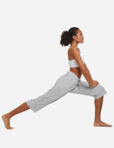 Baleaf Women's 20'' Open Leg Yoga Lounge Pocketed 3/4 Sweat Pants abh181 Light Gray Full
