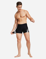 Baleaf Men's UPF 50+ High Cut Elastic Waistband Quick Dry Swim Shorts aca377 Gray/White Full