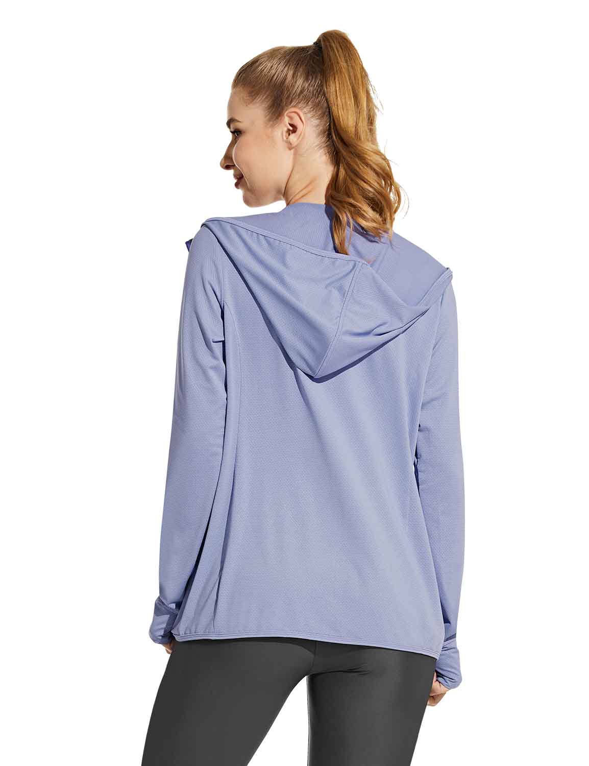 Baleaf Women's UPF50+ Full-Zip Long Sleeved Hoodie w Thumbholes acg057 Blue Back
