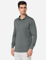 Baleaf Mens UPF50+ Button Up Long Sleeved Cuffed Polo Golf afa002 Dark Gray Side