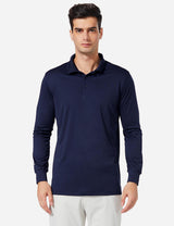 Baleaf Mens UPF50+ Button Up Long Sleeved Cuffed Polo Golf afa002 Navy Front
