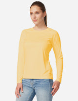 Baleaf Women's UPF50+ Loose Fit Crew Neck Casual Long Sleeved Shirt aga001 Yellow Side