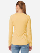 Baleaf Women's UPF50+ Loose Fit Crew Neck Casual Long Sleeved Shirt aga001 Yellow Back