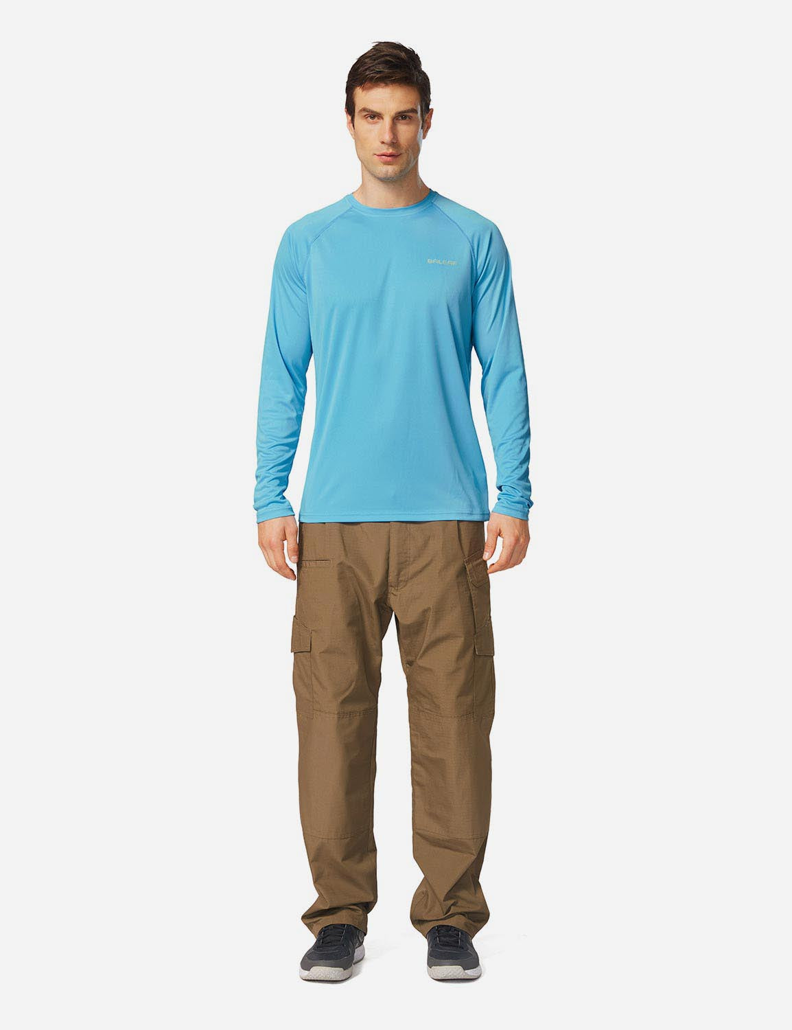 Baleaf Men's UPF50+ Long Sleeved Loose Fit Casual T-Shirt aga002 Blue Full