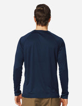 Baleaf Men's UPF50+ Long Sleeved Loose Fit Casual T-Shirt aga002 Dark Blue Back