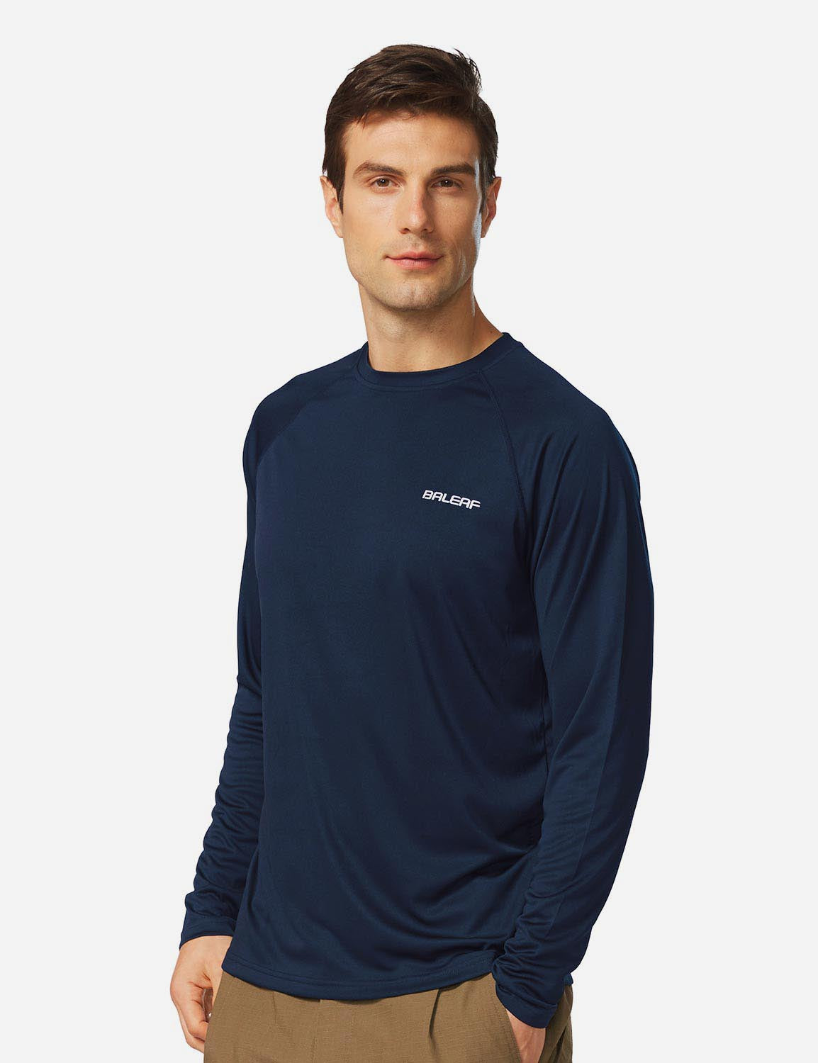 #Baleaf Men's UPF50+ Long Sleeved Loose Fit Casual T-Shirt aga002 Dark Blue Side