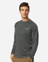 Baleaf Men's UPF50+ Long Sleeved Loose Fit Casual T-Shirt aga002 Deep Gray Side