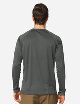 Baleaf Men's UPF50+ Long Sleeved Loose Fit Casual T-Shirt aga002 Deep Gray Back