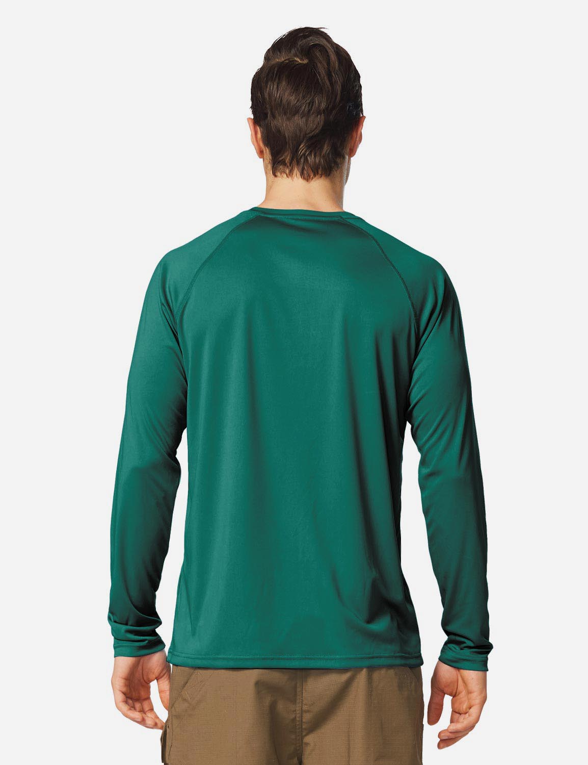 Baleaf Men's UPF50+ Long Sleeved Loose Fit Casual T-Shirt aga002 Emerald Back