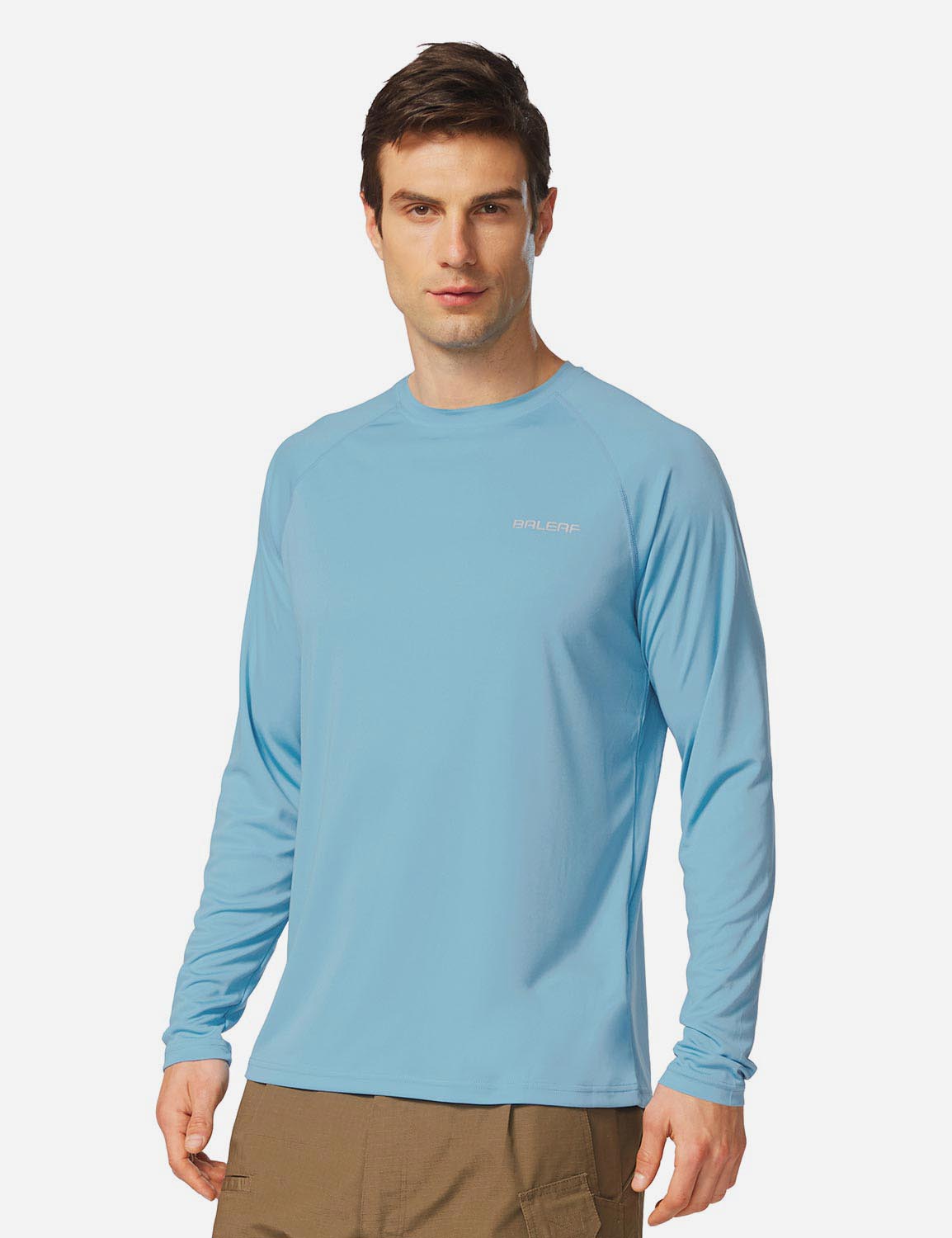 #Baleaf Men's UPF50+ Long Sleeved Loose Fit Casual T-Shirt aga002 Blue Side