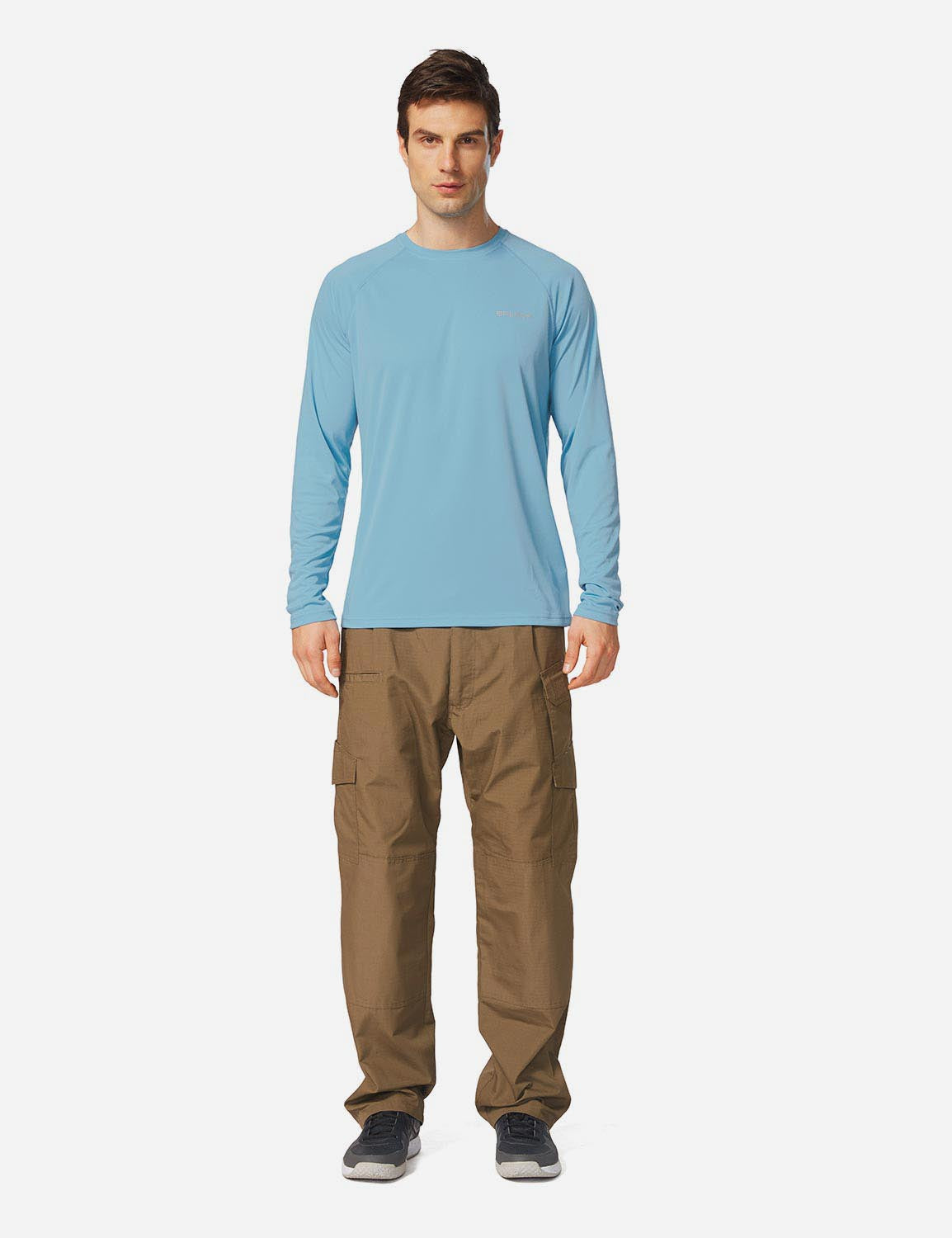 #Baleaf Men's UPF50+ Long Sleeved Loose Fit Casual T-Shirt aga002 Blue Full