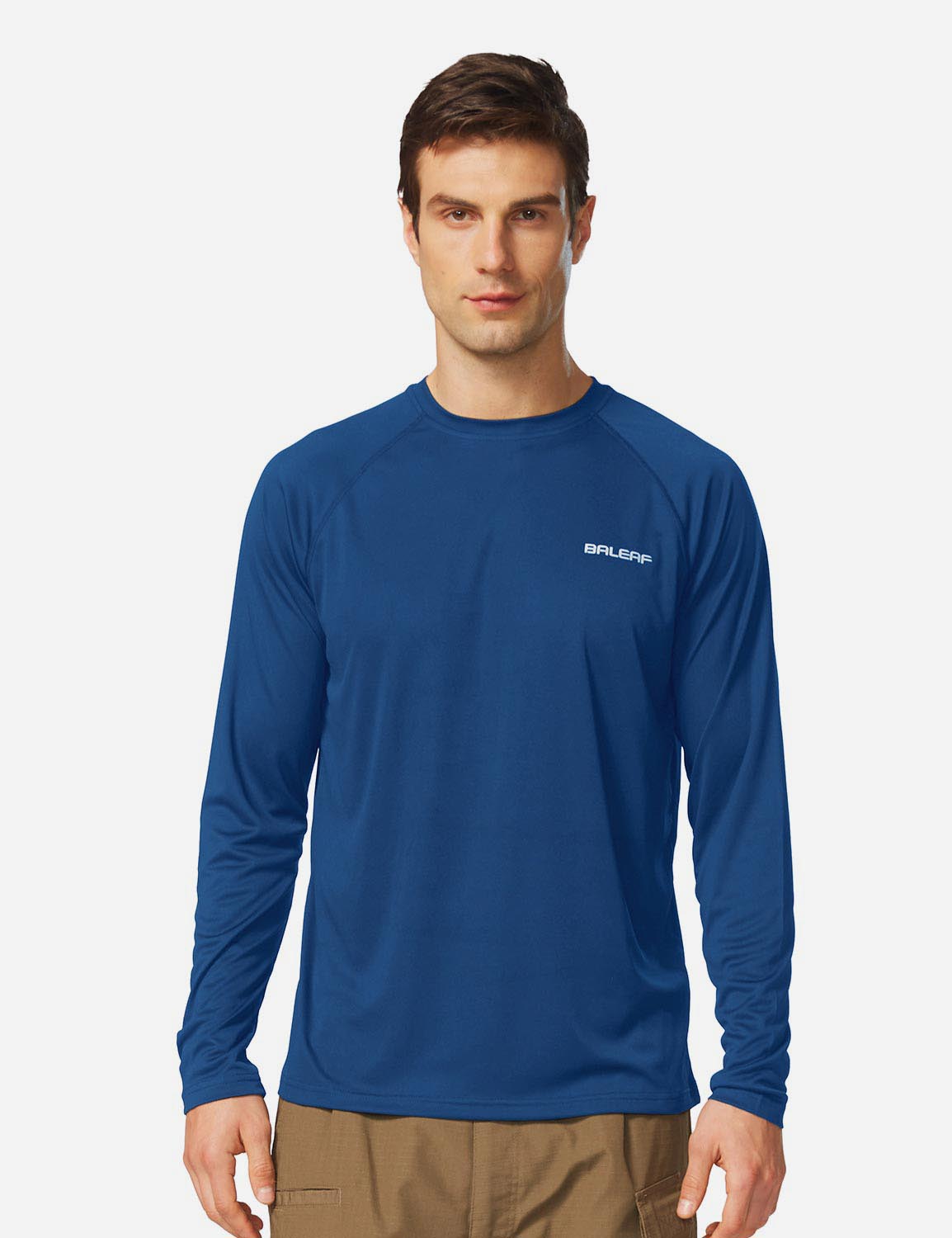 Baleaf Men's UPF50+ Long Sleeved Loose Fit Casual T-Shirt aga002 Ocean Blue Front