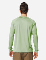 Baleaf Men's UPF50+ Long Sleeved Loose Fit Casual T-Shirt aga002 Pale Green Back