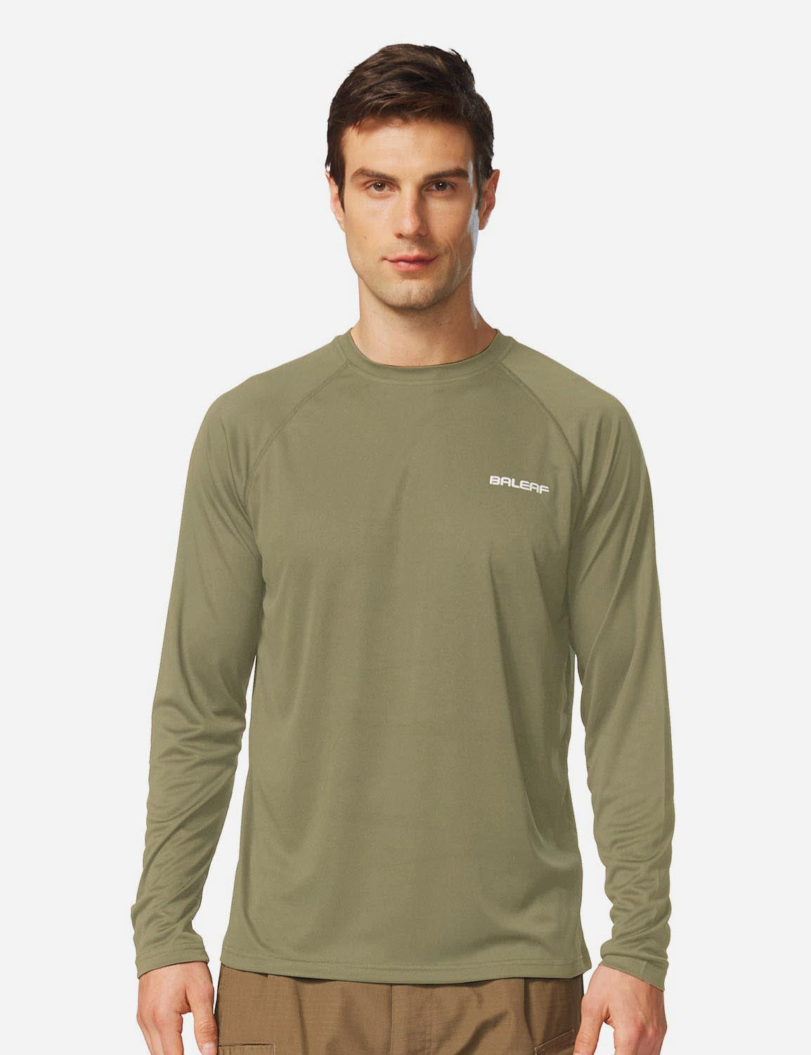 #Baleaf Men's UPF50+ Long Sleeved Loose Fit Casual T-Shirt aga002 Slate Green Front