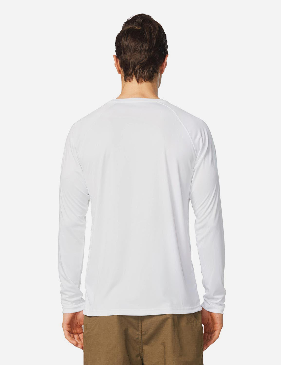 Baleaf Men's UPF50+ Long Sleeved Loose Fit Casual T-Shirt aga002 White Back