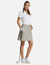 Baleaf Womens UPF 50+ High Rise Waterproof Flared Skirt w Zippered Pocket cga003 Neutral Gray Full