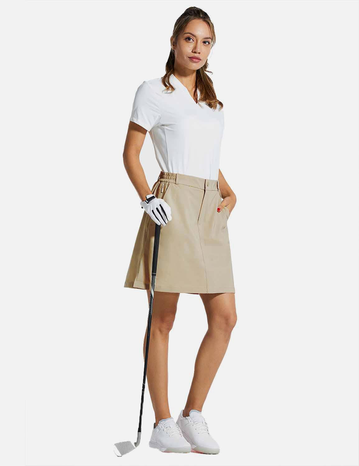 Baleaf Womens UPF 50+ High Rise Waterproof Flared Skirt w Zippered Pocket cga003 Oyster Gray Full