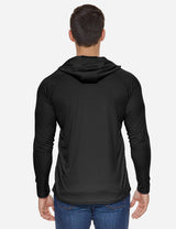Baleaf Men's UPF50+ Hooded & Thumbhole Comfort Fit Long Sleeved Shirt aga030 Black Back