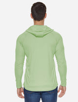 Baleaf Men's UPF50+ Hooded & Thumbhole Comfort Fit Long Sleeved Shirt aga030 Pale Green Back