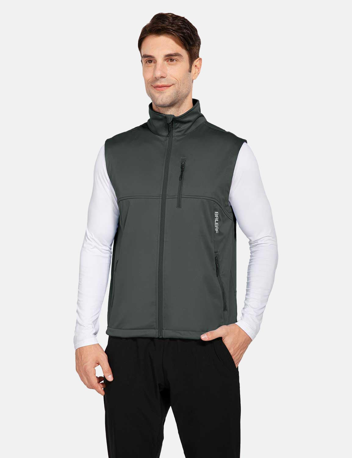 Baleaf Men's Lightweight Wind & Waterproof Pocketed Outdoor Vest aga100 Gray Main