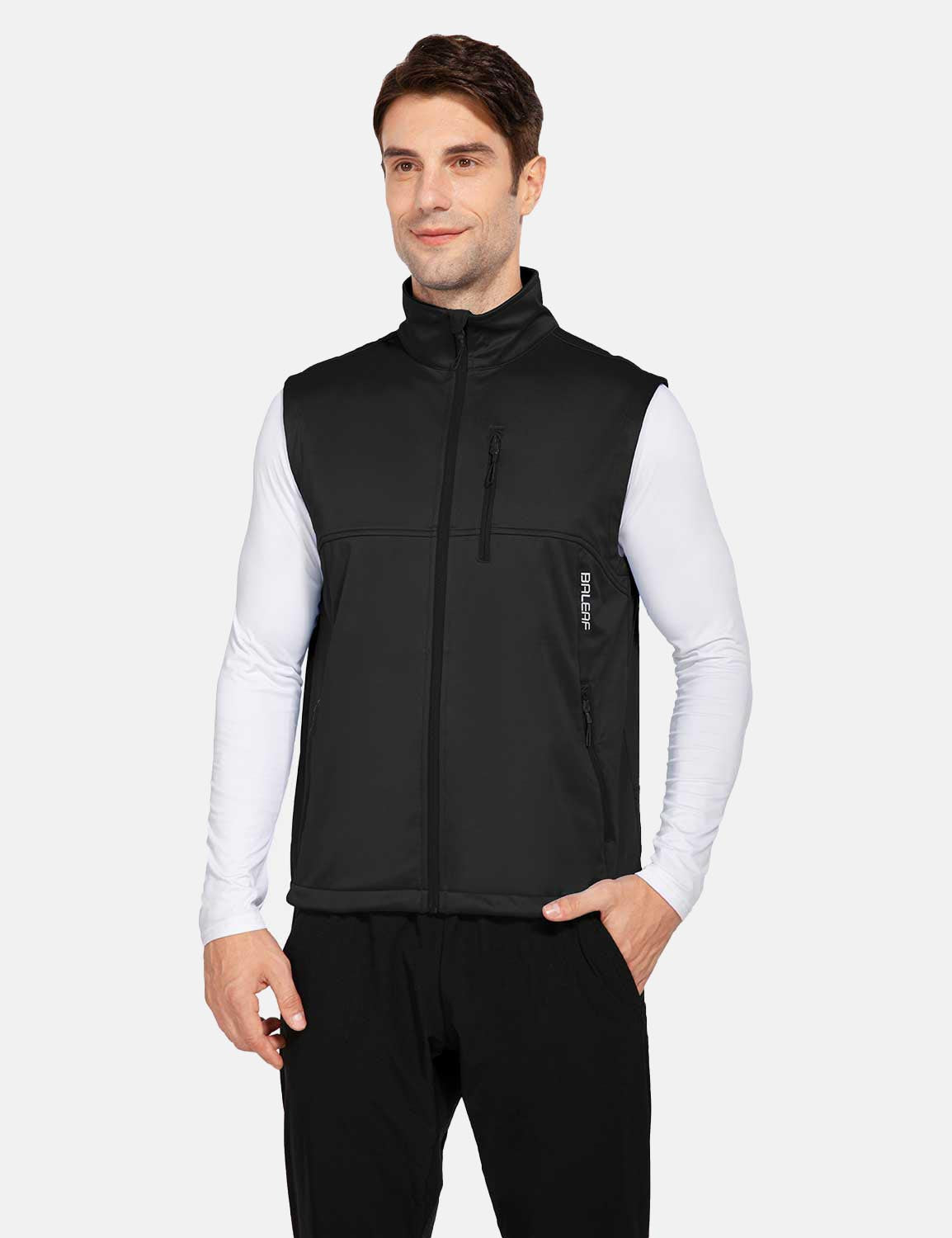 Baleaf Men's Lightweight Wind & Waterproof Pocketed Outdoor Vest aga100 Black Main
