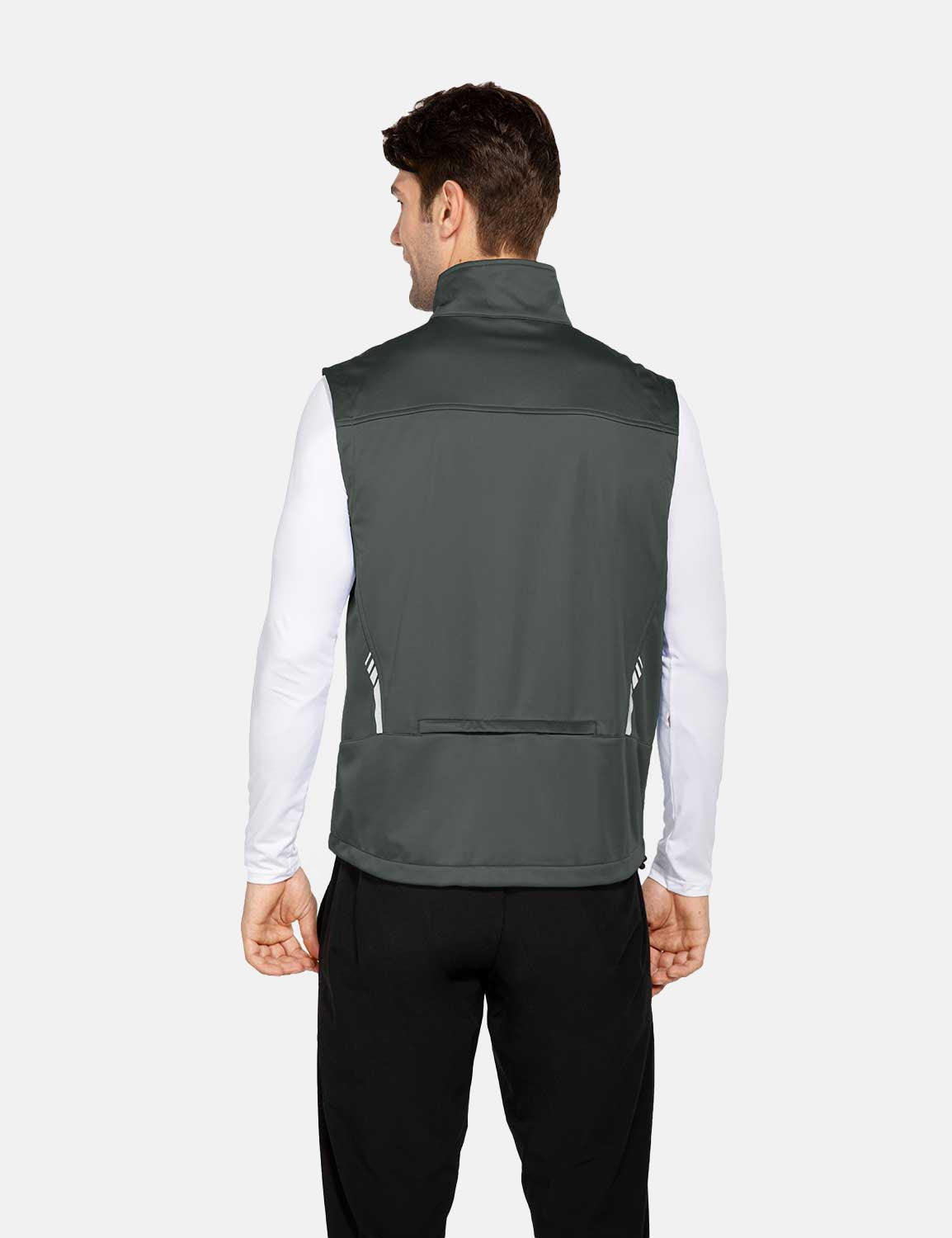Baleaf Men's Lightweight Wind & Waterproof Pocketed Outdoor Vest aga100 Gray Back