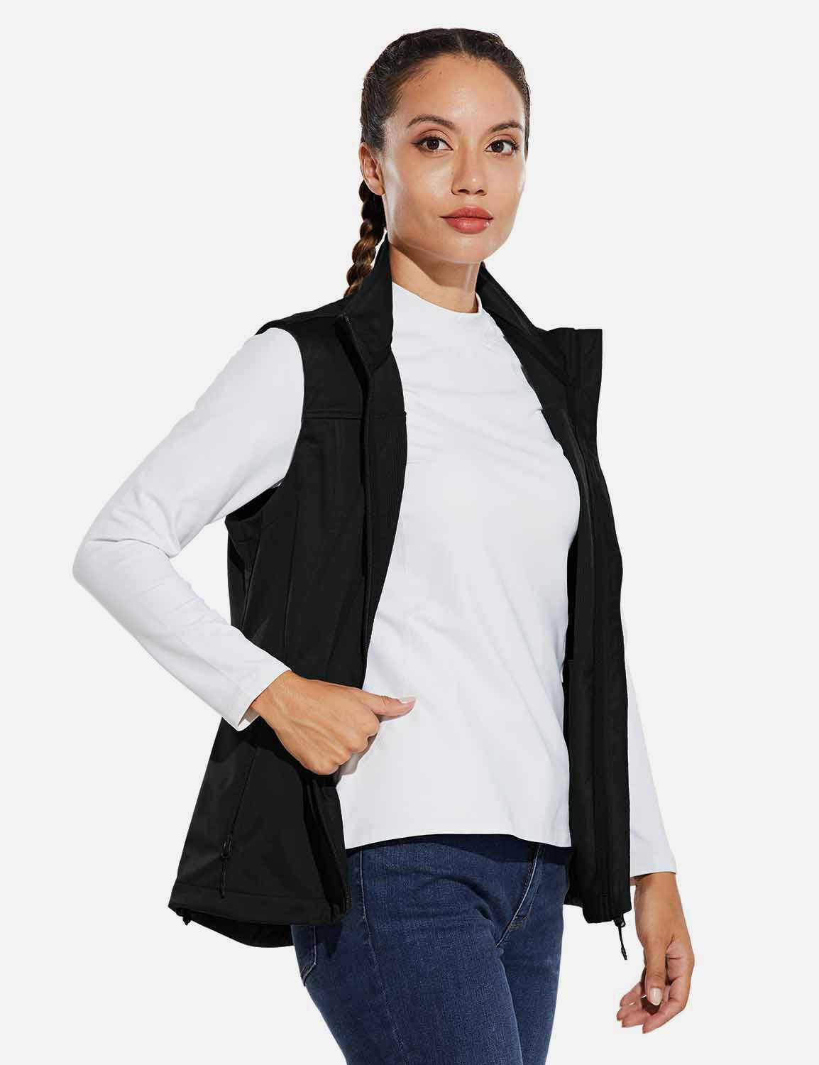 Baleaf Womens Windproof & Waterproof Sleeveless Vest w Full Zip Pocket aga106 Black Side