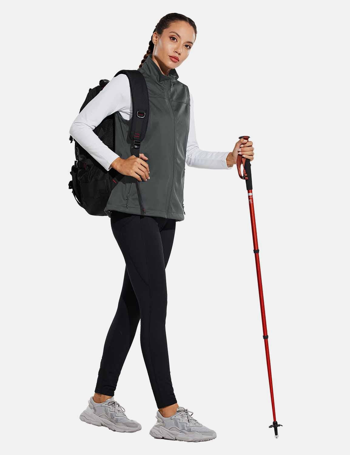 Baleaf Womens Windproof & Waterproof Sleeveless Vest w Full Zip Pocket aga106 Gray Full