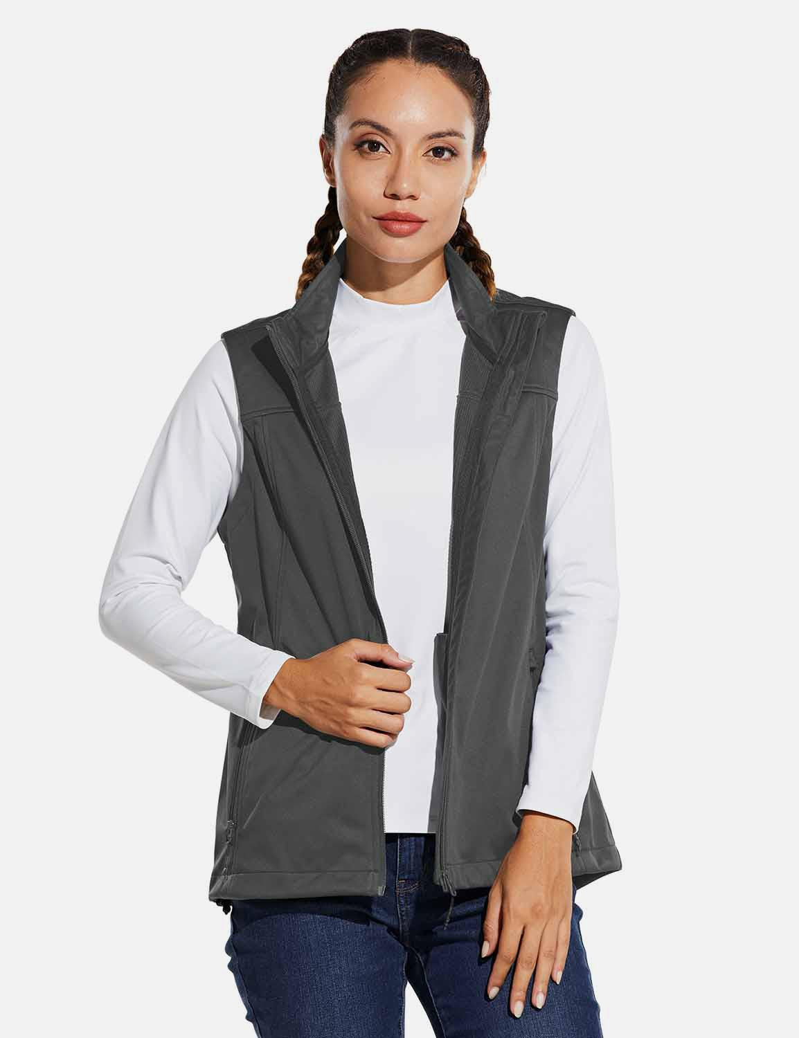 Baleaf Womens Windproof & Waterproof Sleeveless Vest w Full Zip Pocket aga106 Gray Side