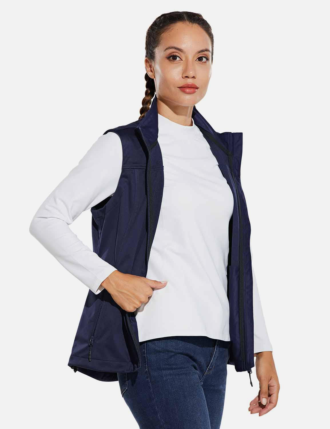 Baleaf Womens Windproof & Waterproof Sleeveless Vest w Full Zip Pocket aga106 Navy Blue Side