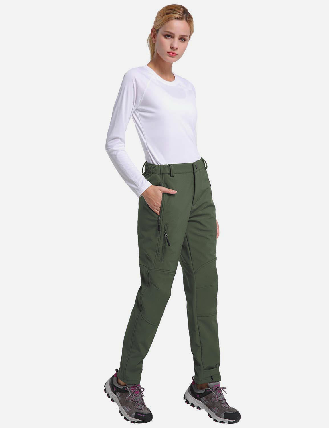 Baleaf Women's Fleece Wind- & Waterproof Moutaineering Outdoor Pants agb010 Army Green Full