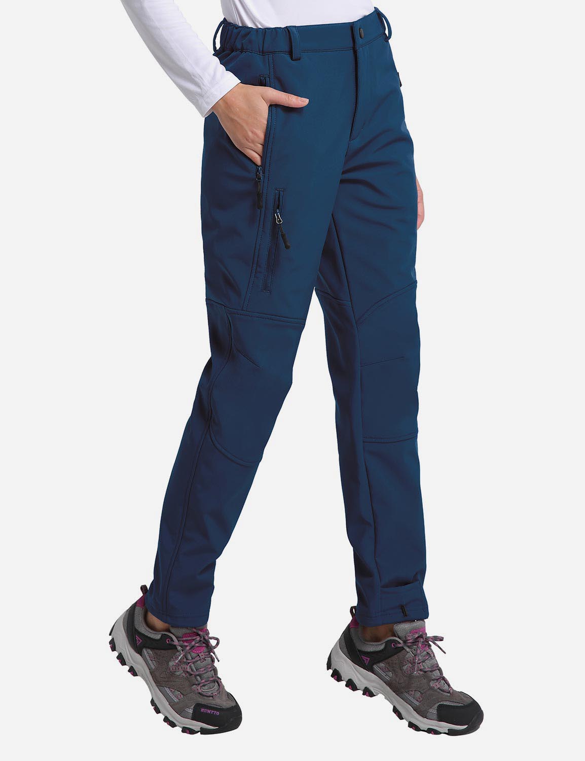 Baleaf Women's Fleece Wind- & Waterproof Moutaineering Outdoor Pants agb010 Deep Blue Side