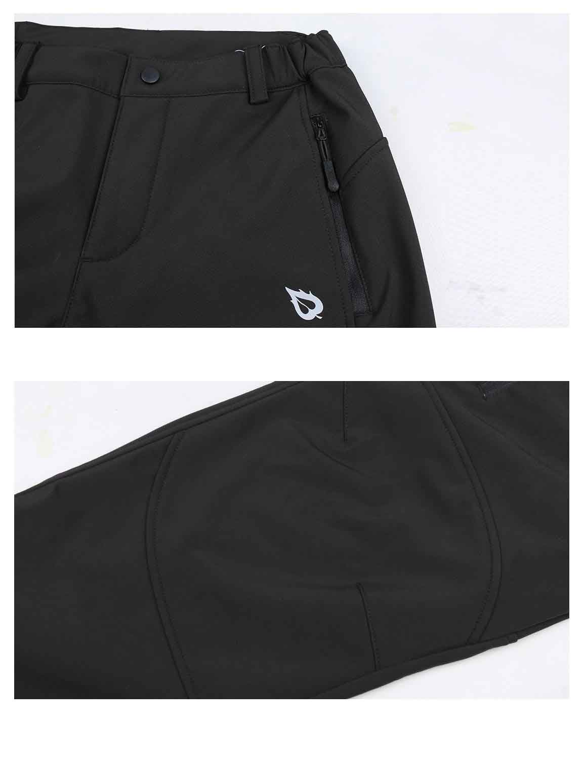 Baleaf Women's Fleece Wind- & Waterproof Moutaineering Outdoor Pants agb010 Black Details