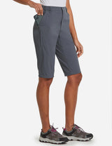 Baleaf Women's UPF50+ Quick Dry DWR Knee High Outdoor Shorts agb035 Gray Side
