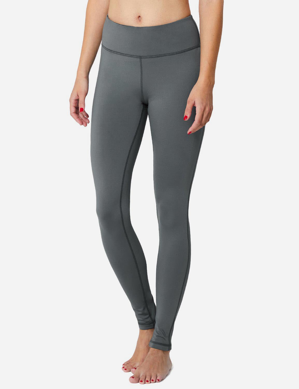 Baleaf Women's Mid-Rise Fleece Lined Basic Yoga & Workout Leggings abh018 Gray Side